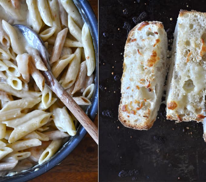 Light Alfredo Sauce &amp; Cheesy Garlic Ciabatta