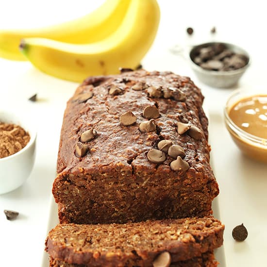 Chocolate Peanut Butter Banana Snack Bread (V+GF One Bowl)