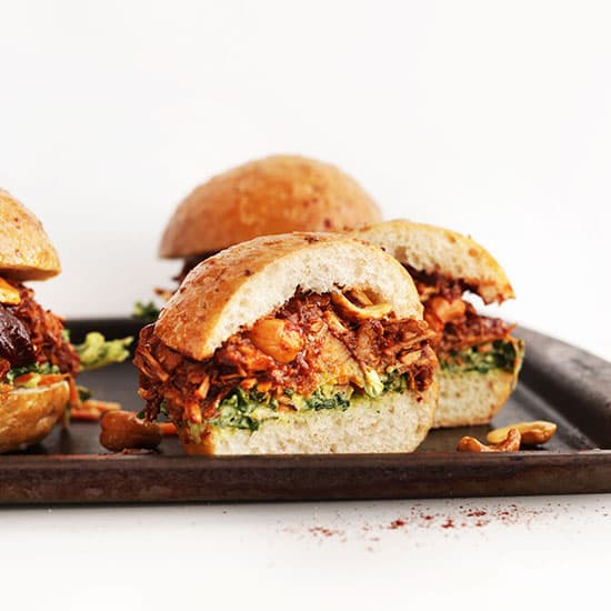 BBQ Jackfruit Sandwiches with Avocado Slaw
