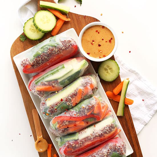 Quinoa Spring Rolls with Cashew Dipping Sauce
