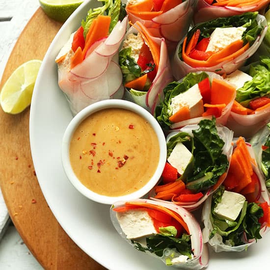 Fresh Tofu Salad Rolls with Cashew Dipping Sauce
