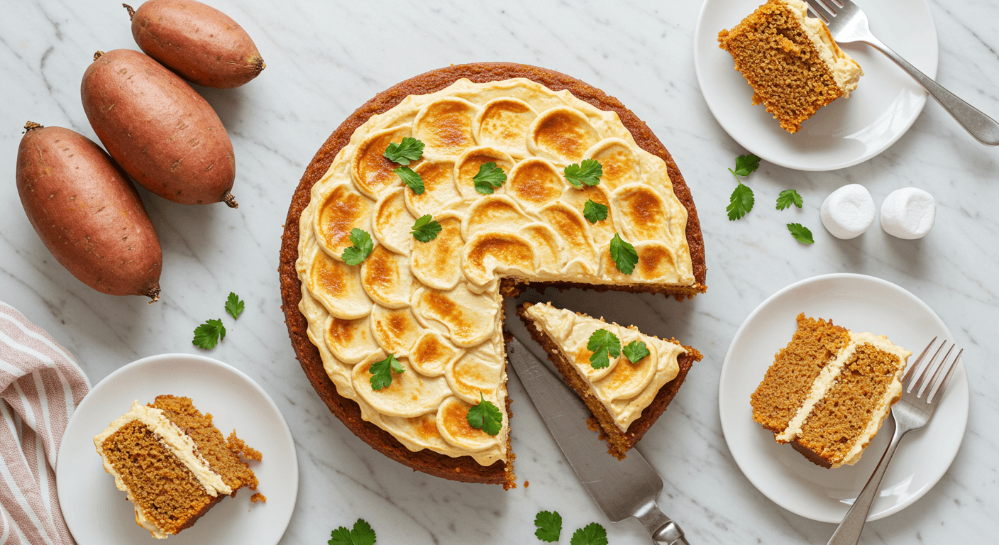 Sweet Potato Cake with Toasted Marshmallow Frosting Recipe