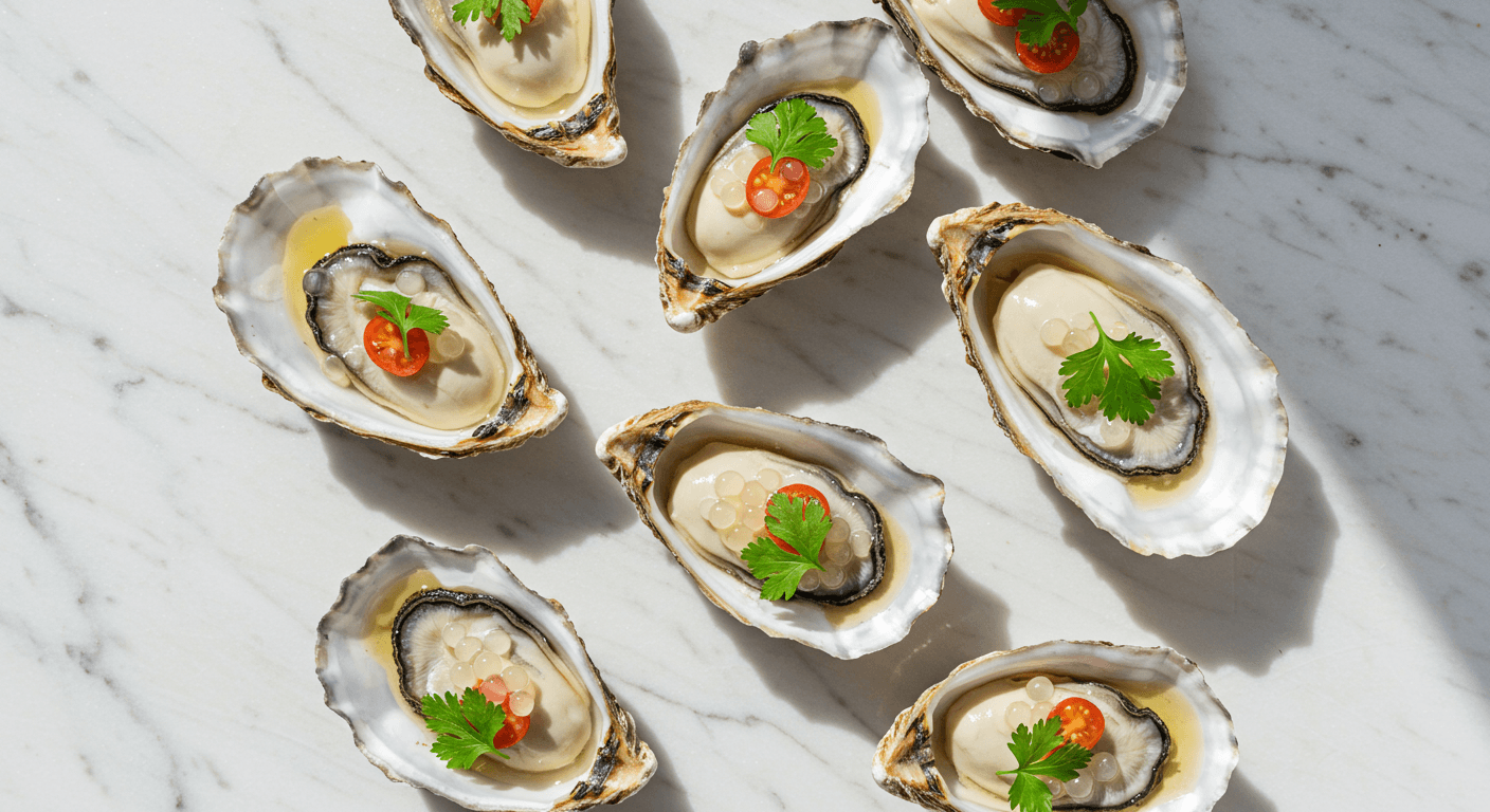Alinea-Inspired Oysters with DIY White Balsamic Pearls