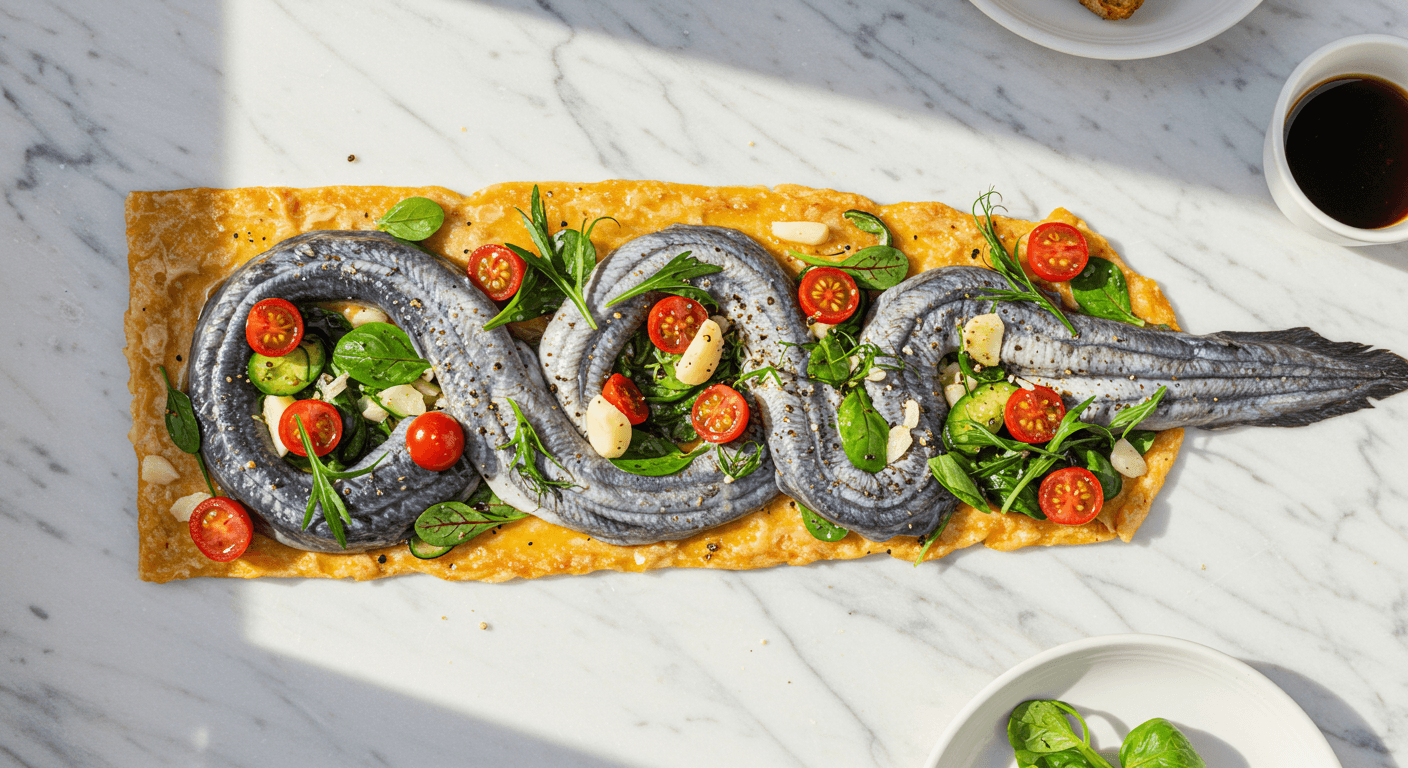 Homemade Po River Eel: Balsamic-Glazed Eel with Creamy Polenta and Crisp Apple