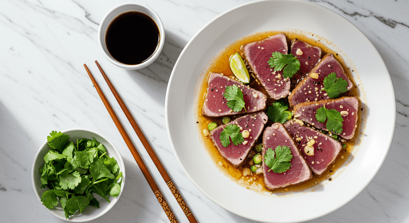 Homemade Nobu-Style Tuna Tataki with Zesty Tosazu