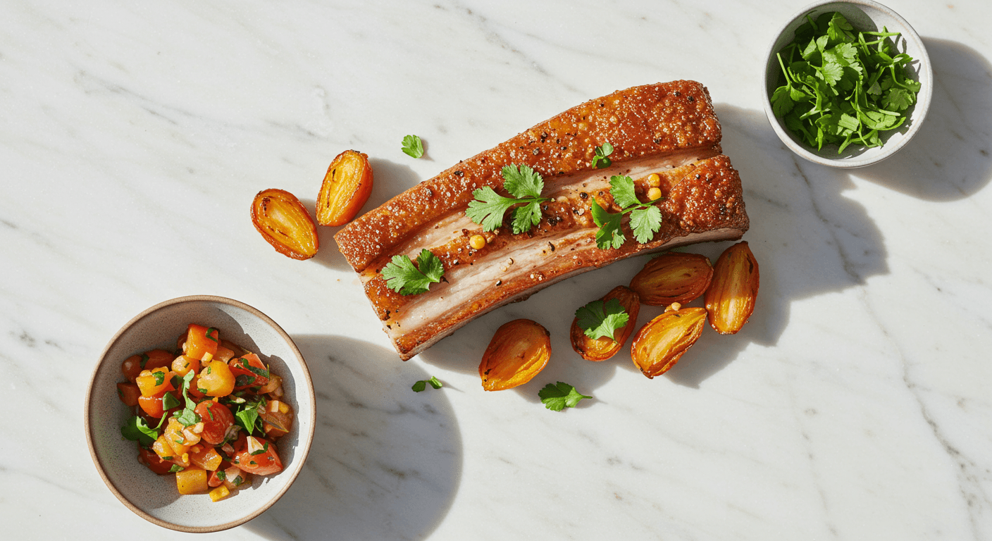 Alinea-Inspired Crispy Pork Belly with Quick Pickled Radishes
