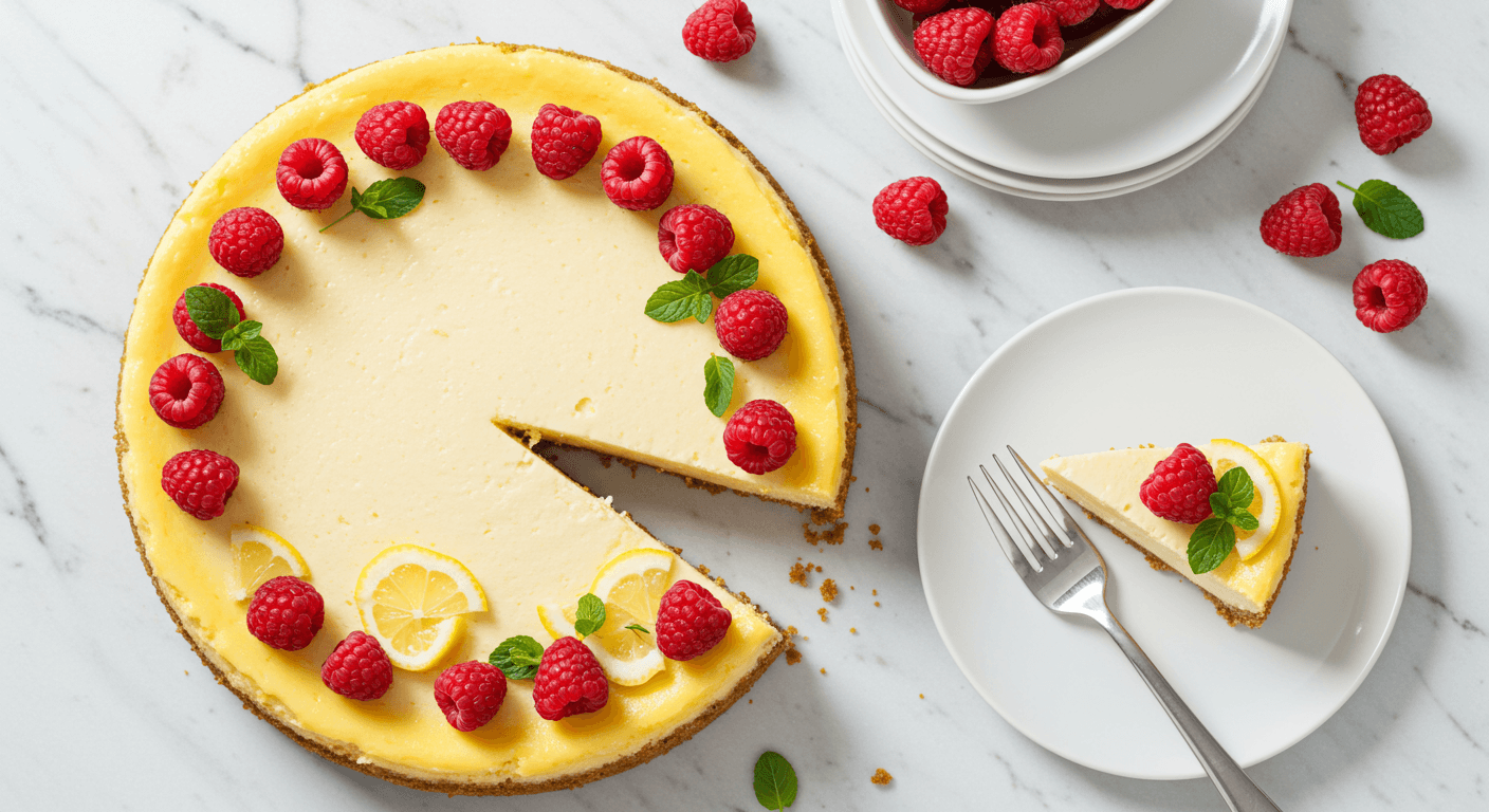 Homemade Lemon Raspberry Dream Cheesecake