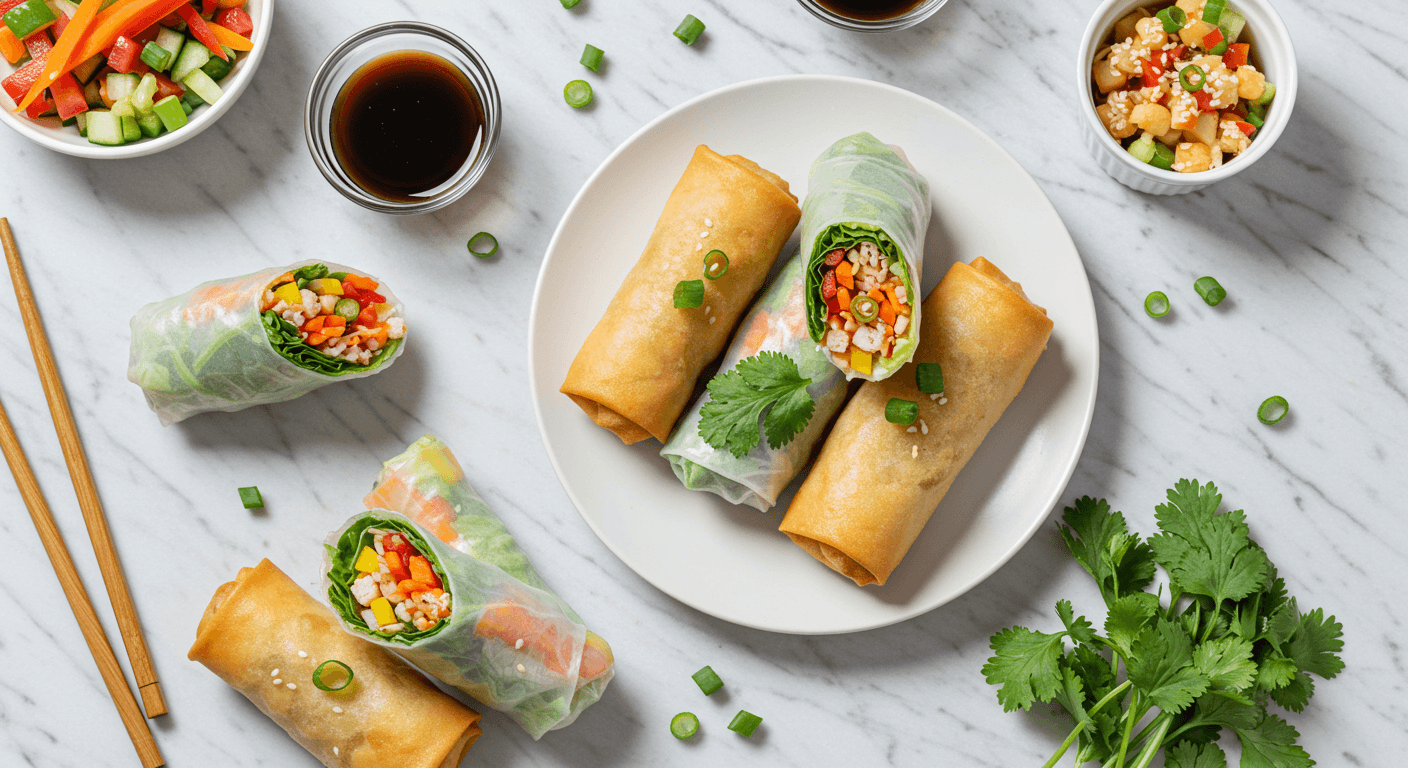 Panda-Inspired Crispy Vegetable Spring Rolls