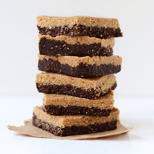 2-Layer No-Bake Peanut Butter Brownie Bars