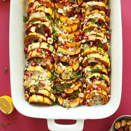 Delicata Squash Bake with Tahini Sauce