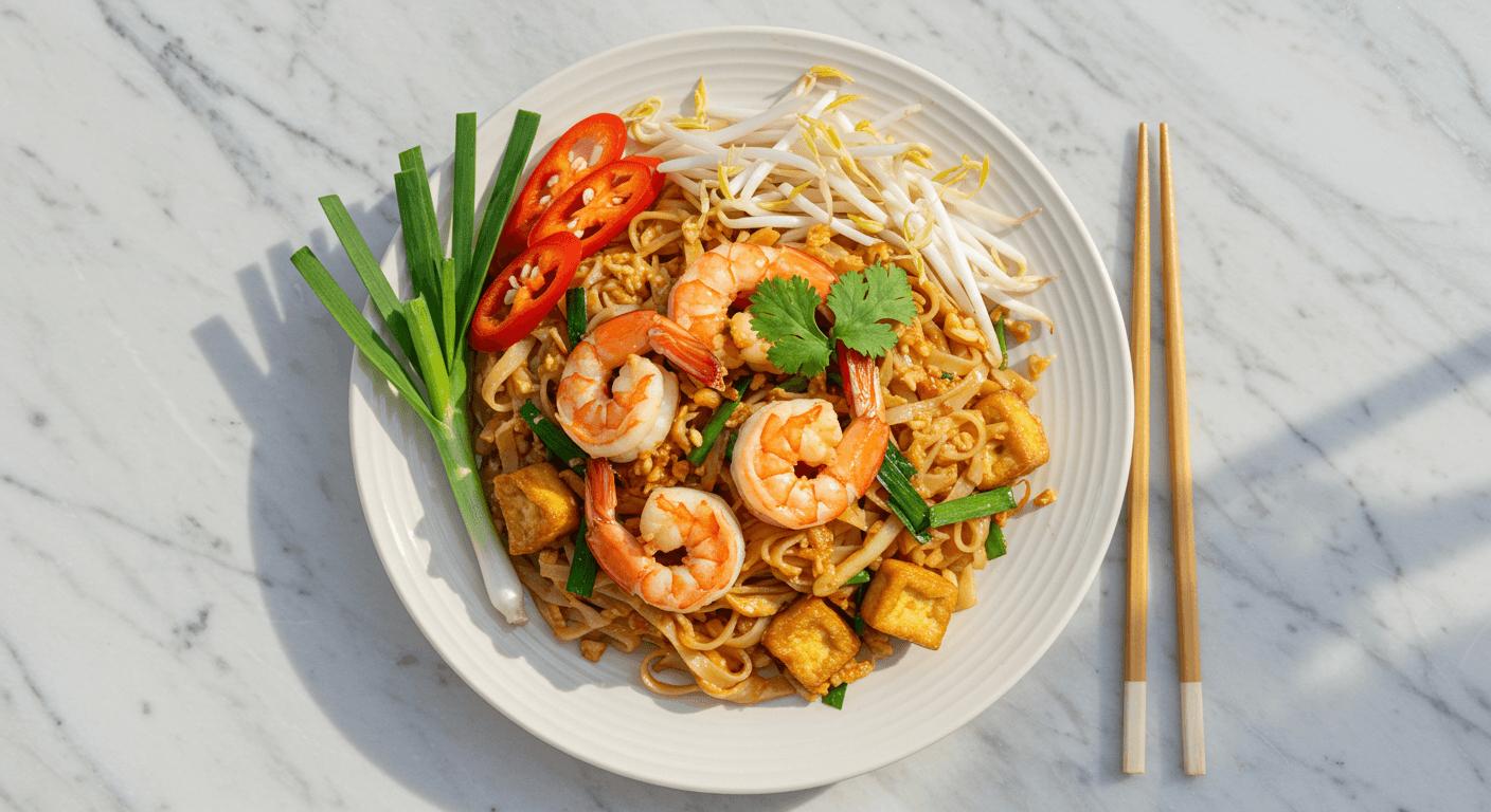 Pad Thai with Shrimp and Crispy Tofu