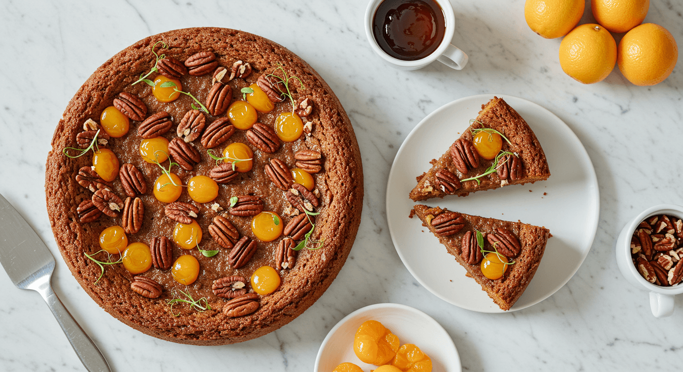 Le Bernardin-Inspired Salted Caramel Pecan Cake with Caramel Swirl